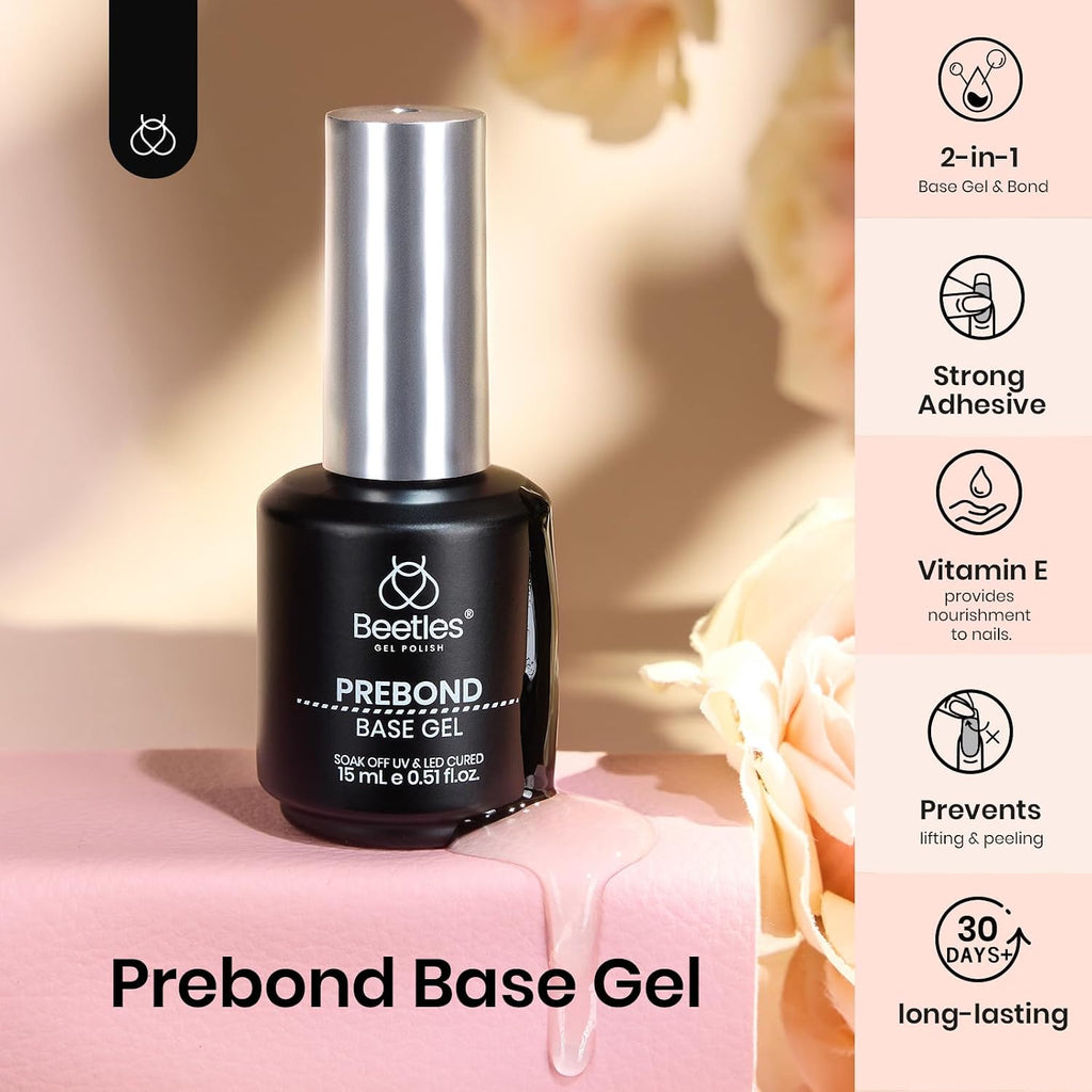 Beetles Gel Base Coat 15ml Prebond Base Gel Polish Soak Off UV LED Nail | Prebond base gel creates a smooth