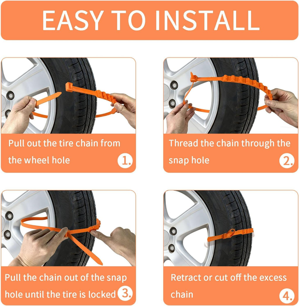 Universal Anti-Skid Snow Tire Chains for Cars SUV Trucks - Adjustable 14-19 Inch Emergency Winter Traction Tire