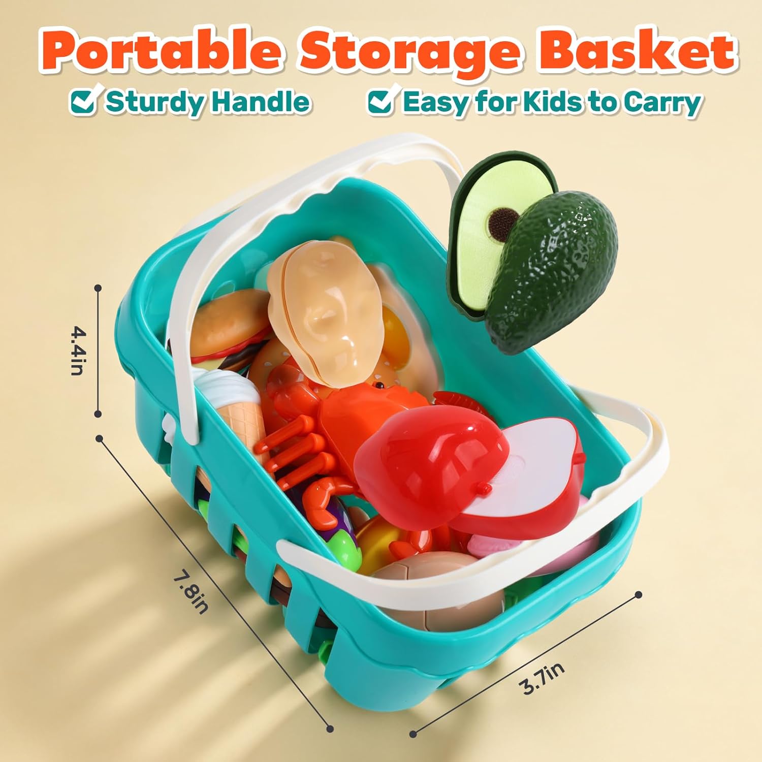 74-Pcs Kids Play Kitchen Accessories, Toddler Pretend Cooking Set, Toy Cookwares Set with Toy Pots and Pans, Cutting