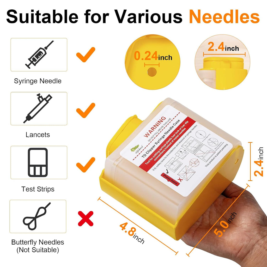 Needle Hub Clipper for Syringe and Disposal Sharps Container, Fits for Home and Travel,Compatible with Insuline