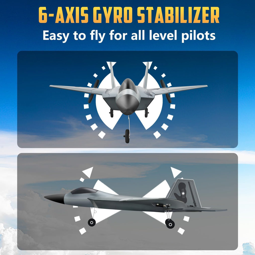 2CH F-22 RC Glider, Easy Fly RC Plane for Kids & Beginners | 2.4GHz anti-interference, stable flight, crash-resistant