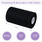 Black Tulle Fabric Rolls 6 Inch by 100 Yards Tulle Roll Spool Fabric