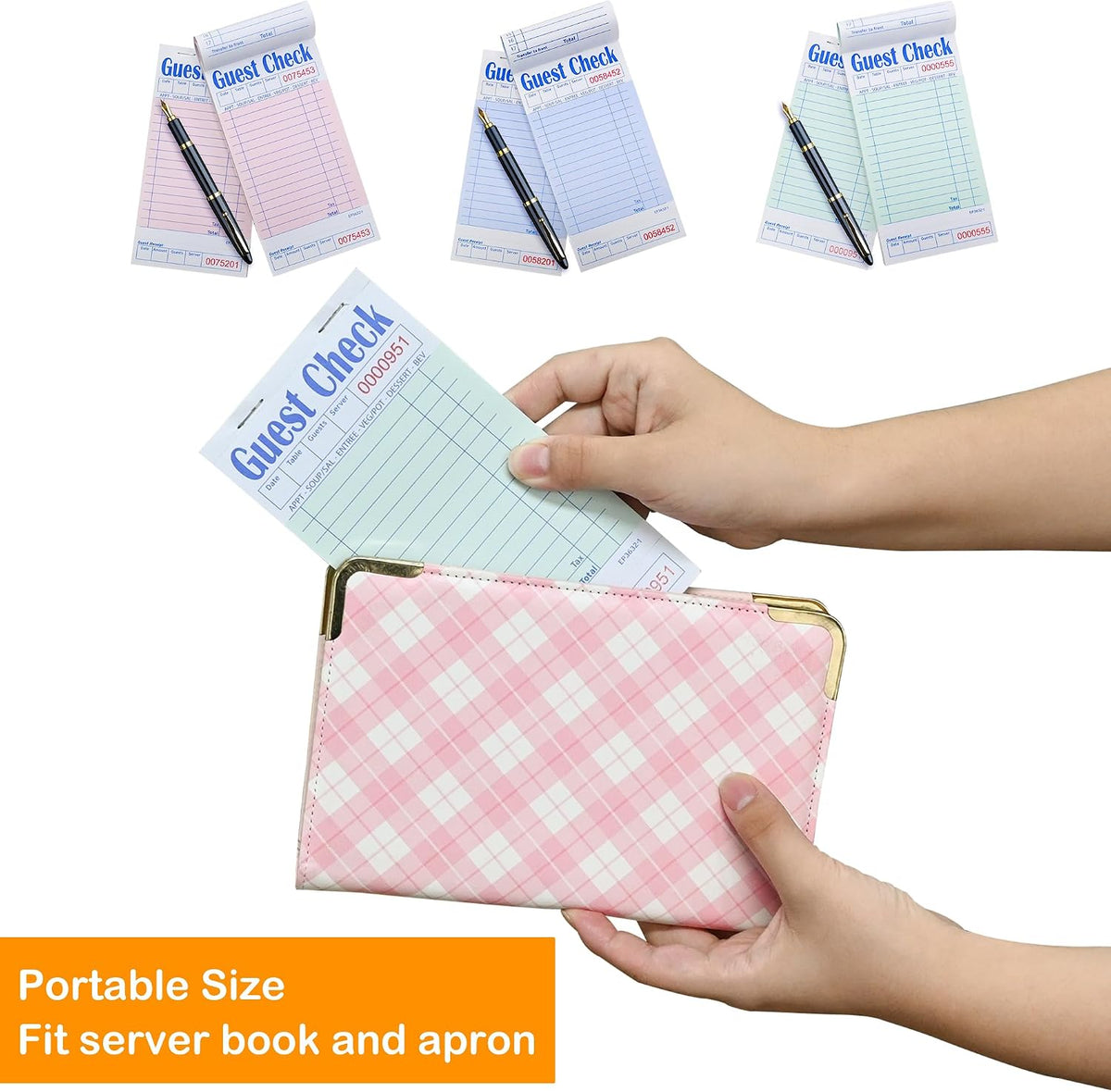 Guest Check Pads for Servers (Assorted-6 pads), 50 Sheets/Pad