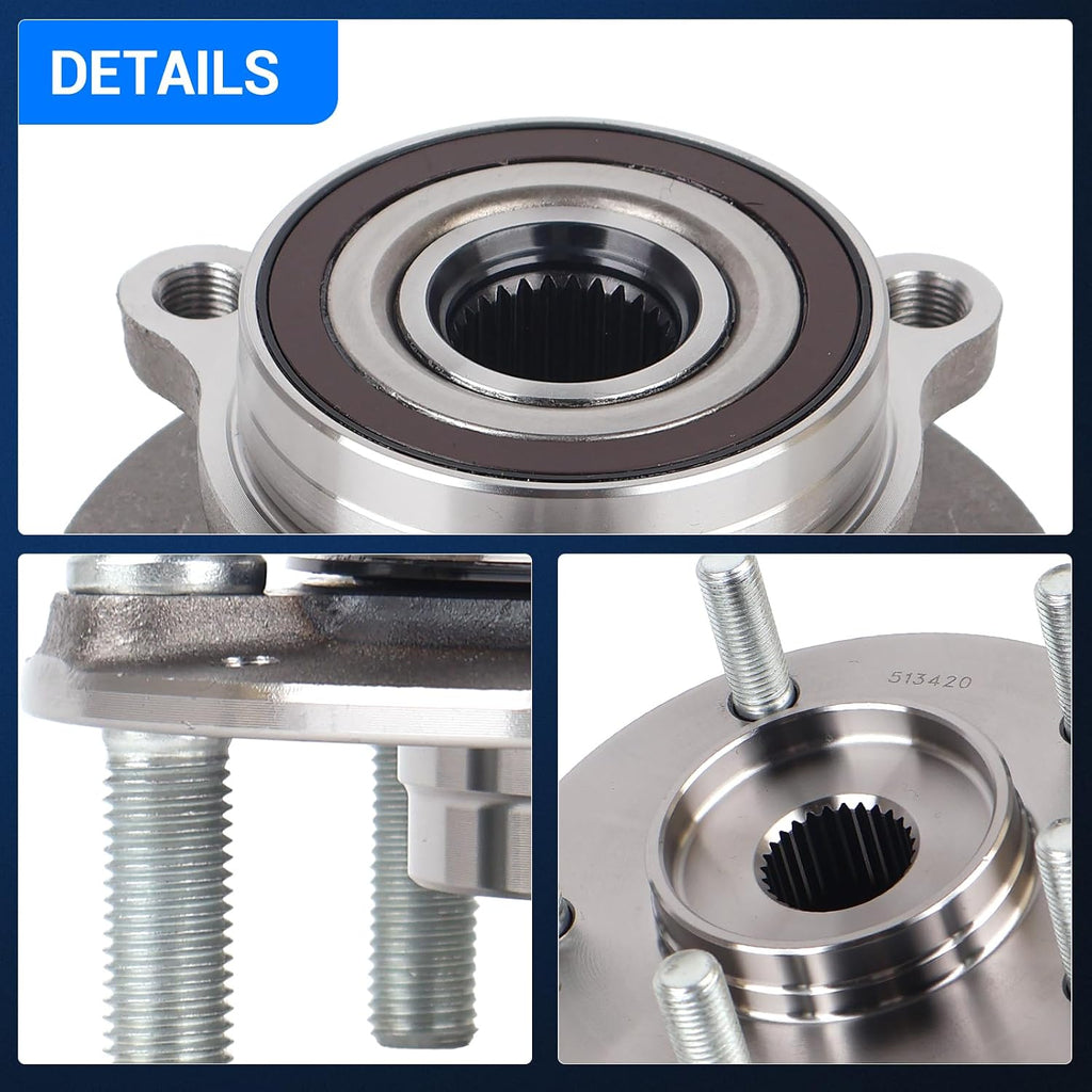 Autoround 513420 Front or Rear Wheel Bearing and Hub Assembly Compatible with Hyundai & Kia 2017-2023 Elantra, Forte, Kona, Ioniq, NIRO, Seltos, Veloster 5 Lugs w/ABS