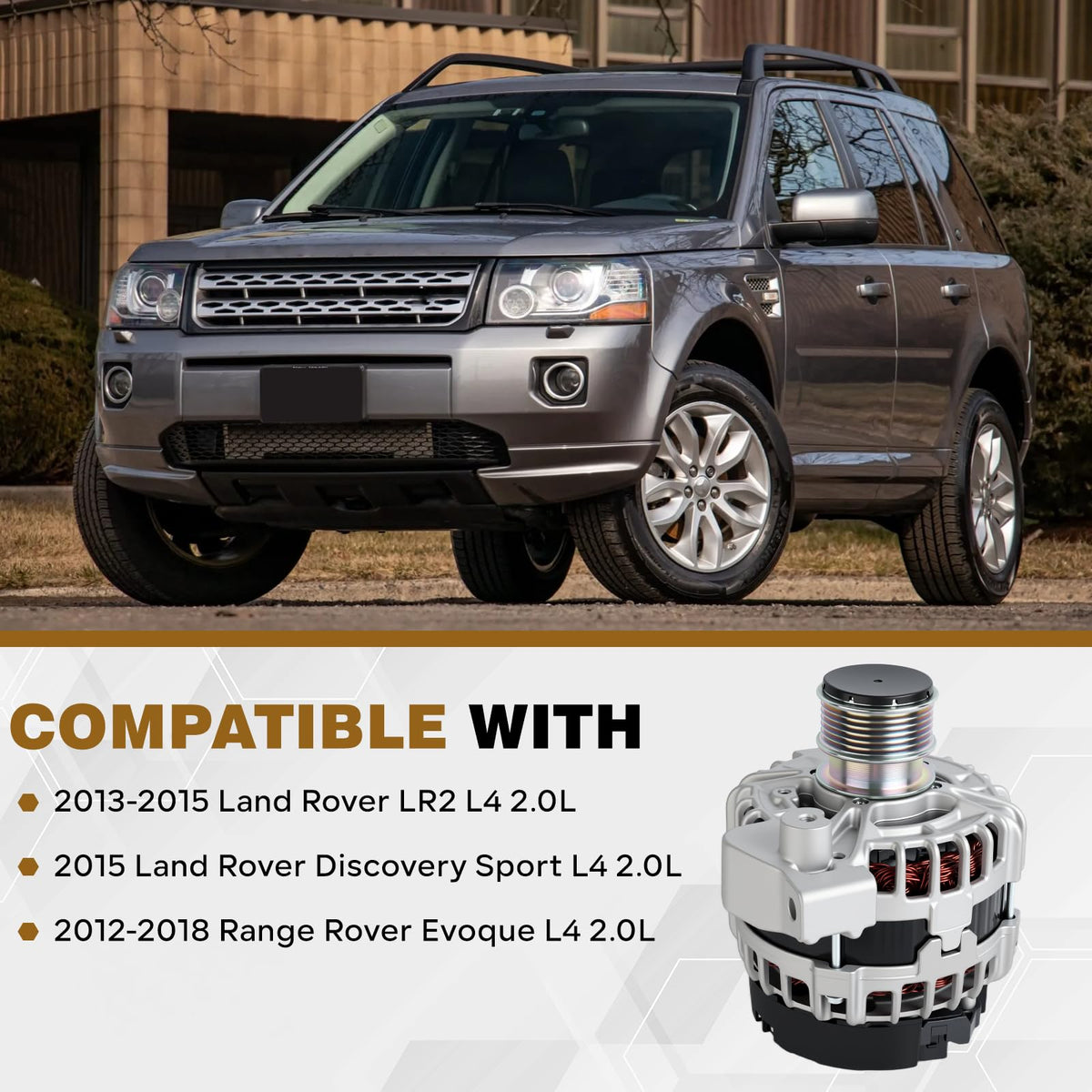 LR067840 180A Alternator Compatible with Range Rover Evoque 2012-2018