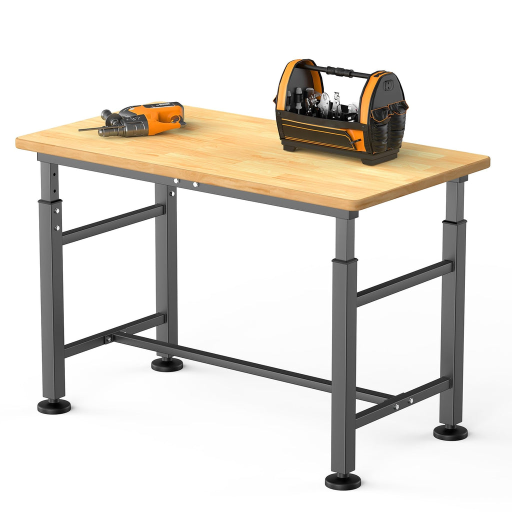 Adjustable Workbench with Rubberwood Top, 47.75" x 23.25"