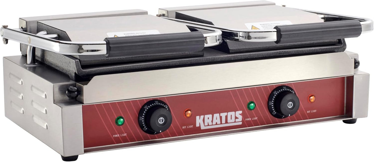 Commercial Electric Panini Sandwich Grill with Smooth Plates