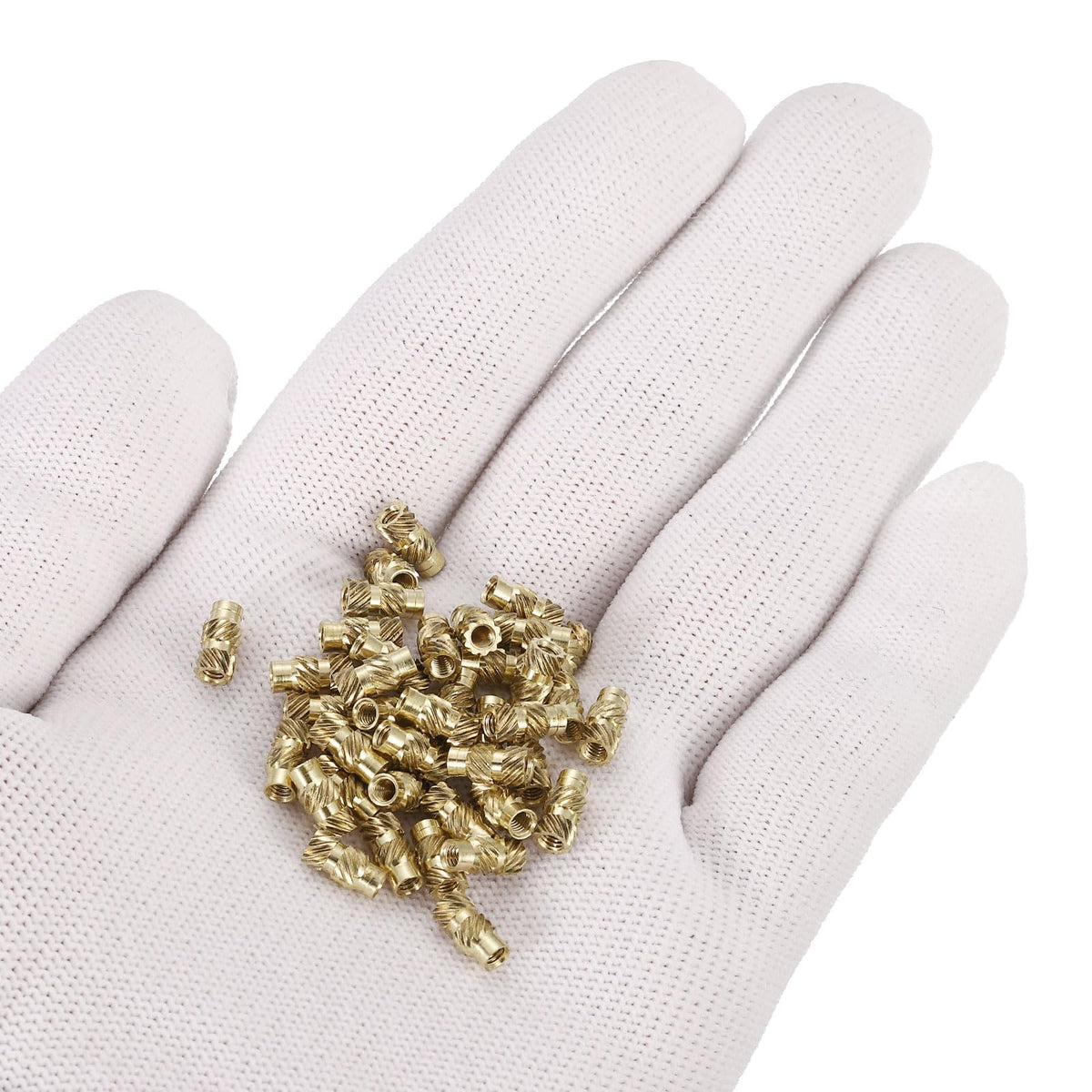 uxcell Knurled Insert Nuts, 130pcs M2.5 x 8mm Length x 4mm OD 3D Printing Brass Nuts Female Threaded Inserts Brass Heat Set Insert Embedment Nut
