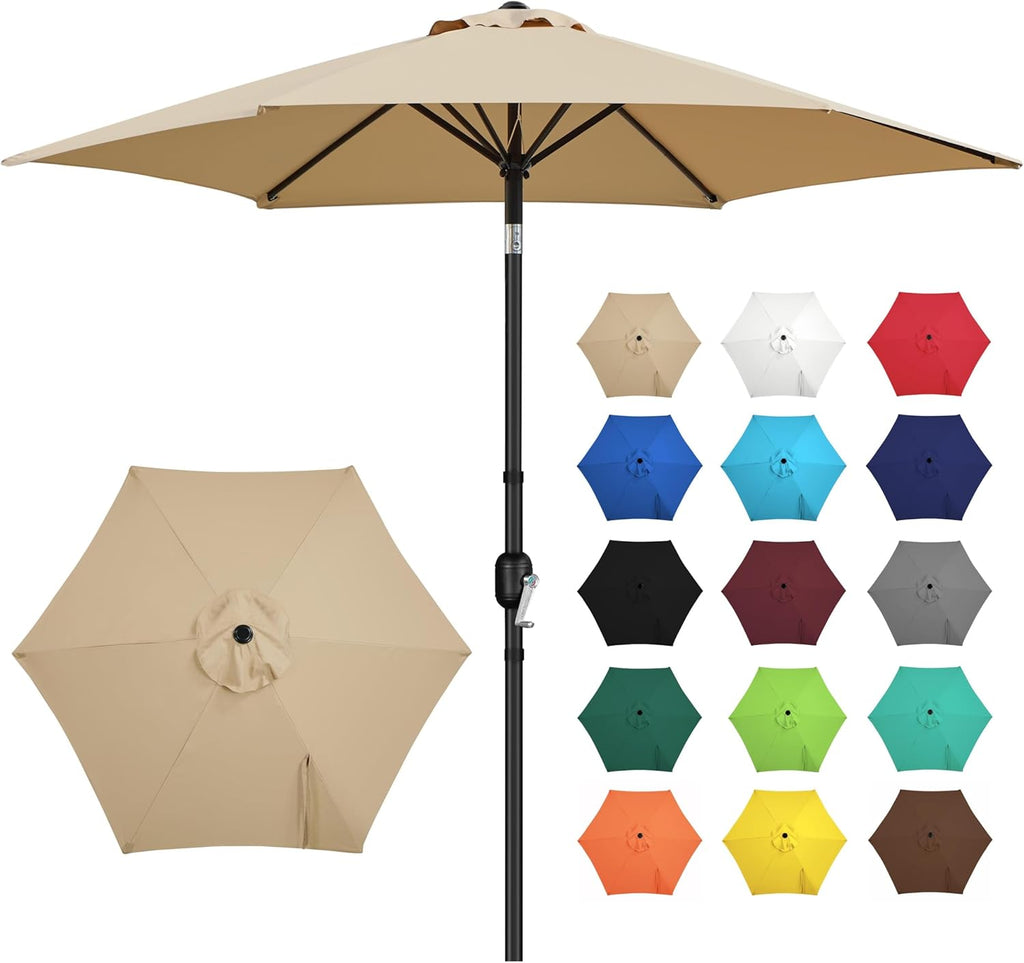 9FT Outdoor Patio Umbrella, Outdoor Table Umbrella with Push Button Tilt and Crank, Yard Sun Shade, UV Protection