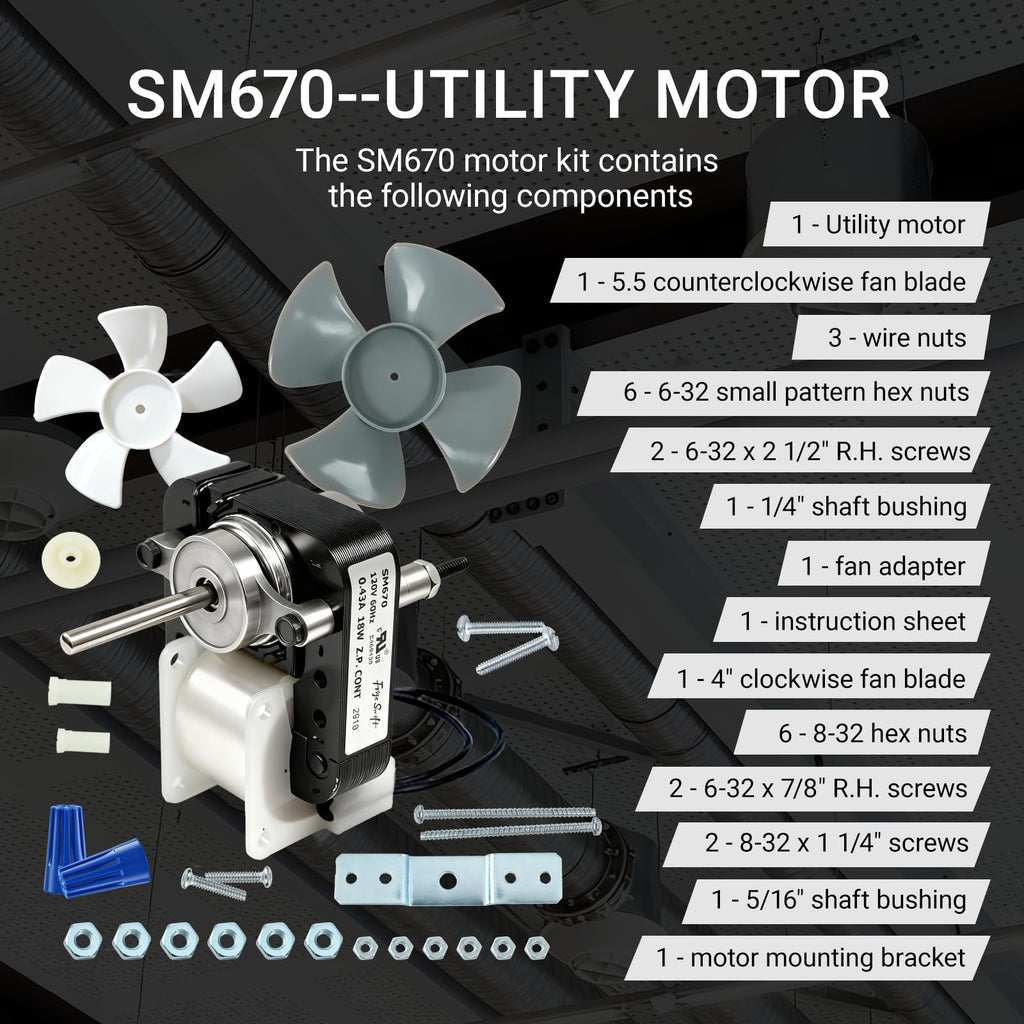 FrigeSwift EP670 SM670 Blower Motor Kit 3000RPM 120V Universal Replacement