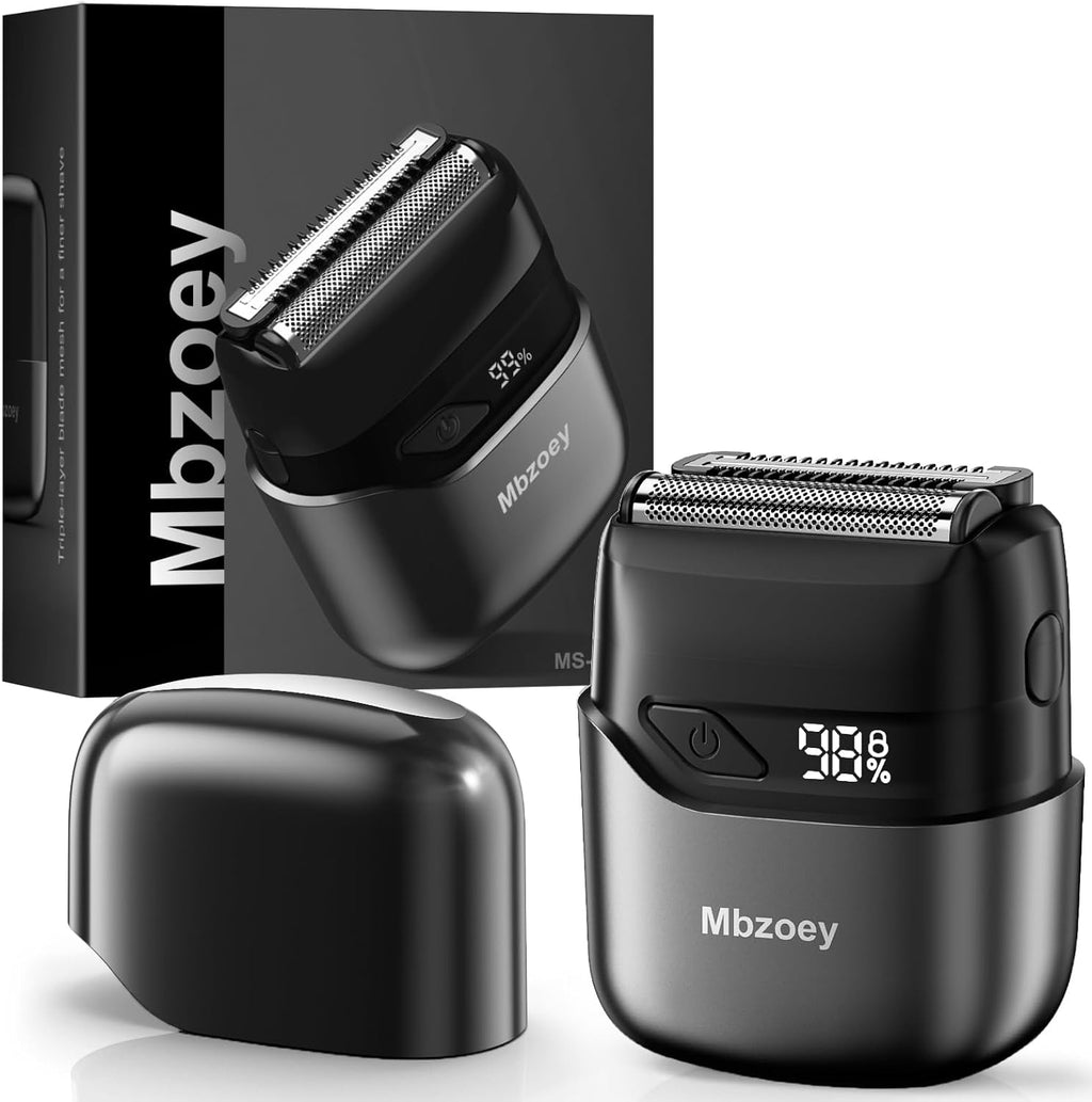 Electric Foil Shavers for Men: IPX7 Waterproof - Magnetic Cover | Mini Razor for Travel - Face Shaver with LED