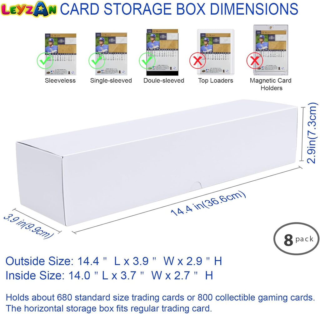 Trading Card Storage Box, 8-Pack 1000 Count Cardboard TCG & Sport Card Box | Trading Card Storage with Divider and