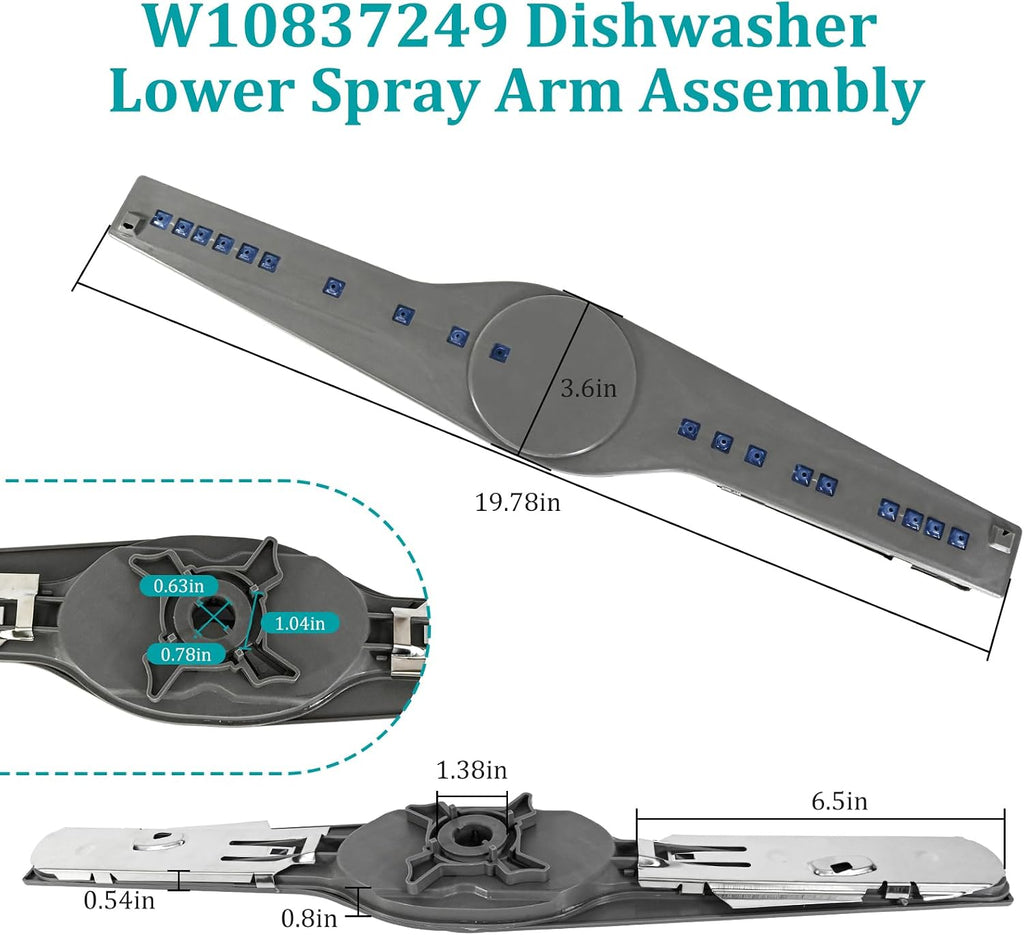 1PCS-W10837249 Dishwasher Lower Spray Arm Fits for Whirlpool