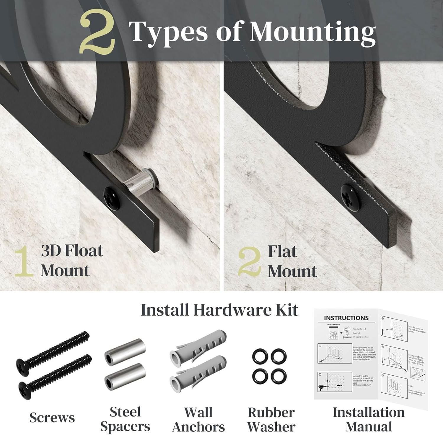 Modern House Numbers for Outside Personalized, Custom Metal Address Siqns for Houses, 5-9 Inch Large Number Address