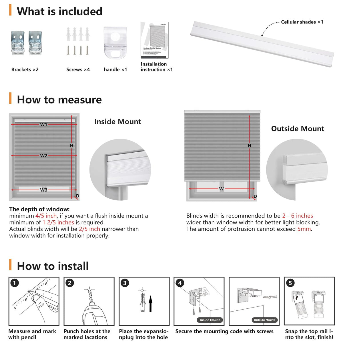 Cordless Cellular Shades, 34'' W x 36'' H, White