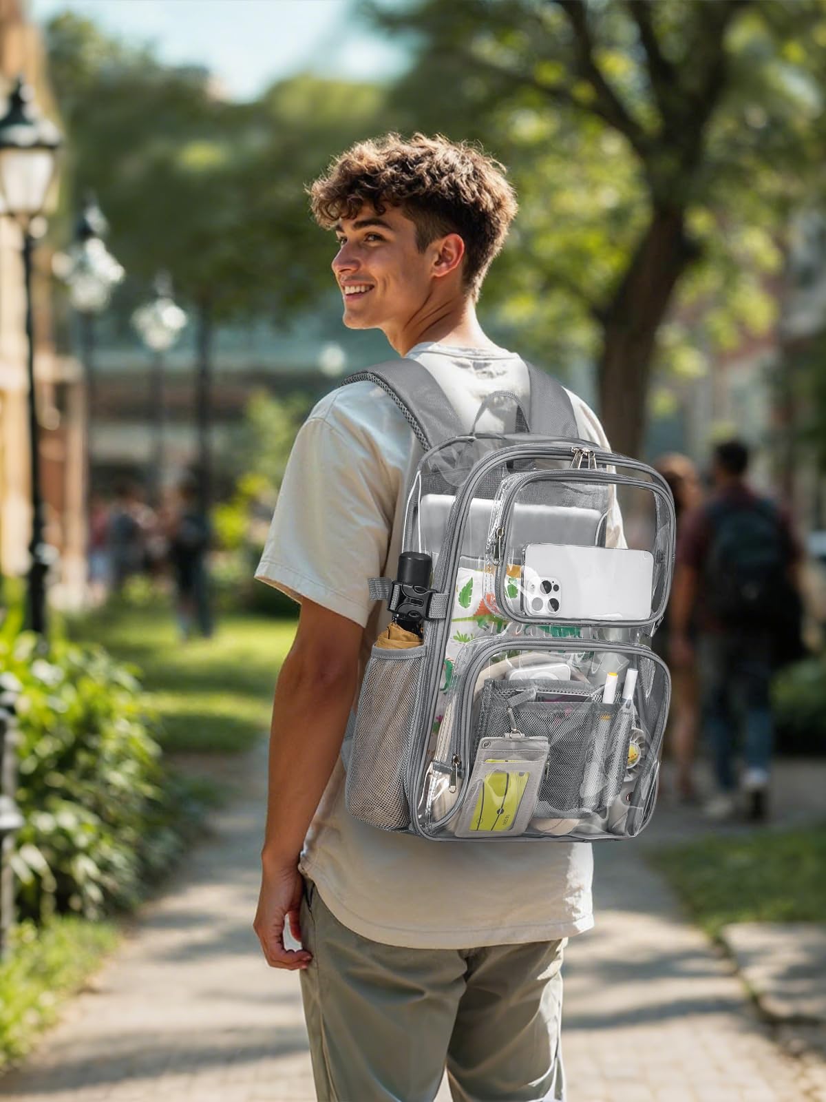 17" Clear Backpack for School, Large Clear Bookbag with Accessories