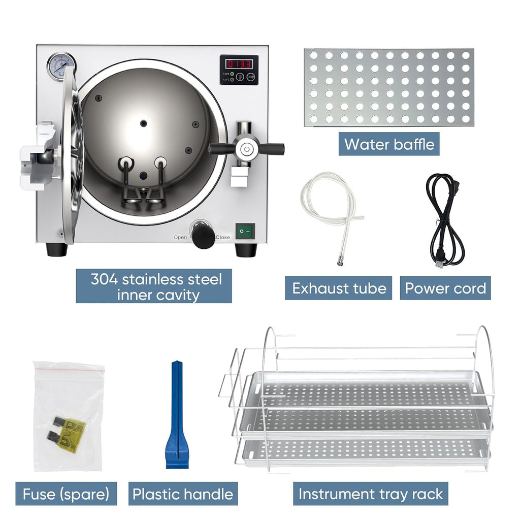 18L Autoclave Sterilizer – Tabletop Class N High Pressure Steam Sterilizer Autoclave Machine with Digital Control