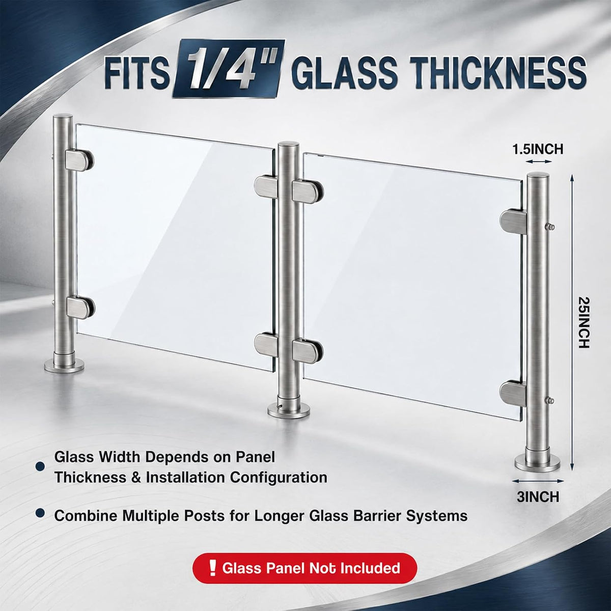 25" Sneeze Guard Center Post Stainless Steel Food Shield Support Bracket