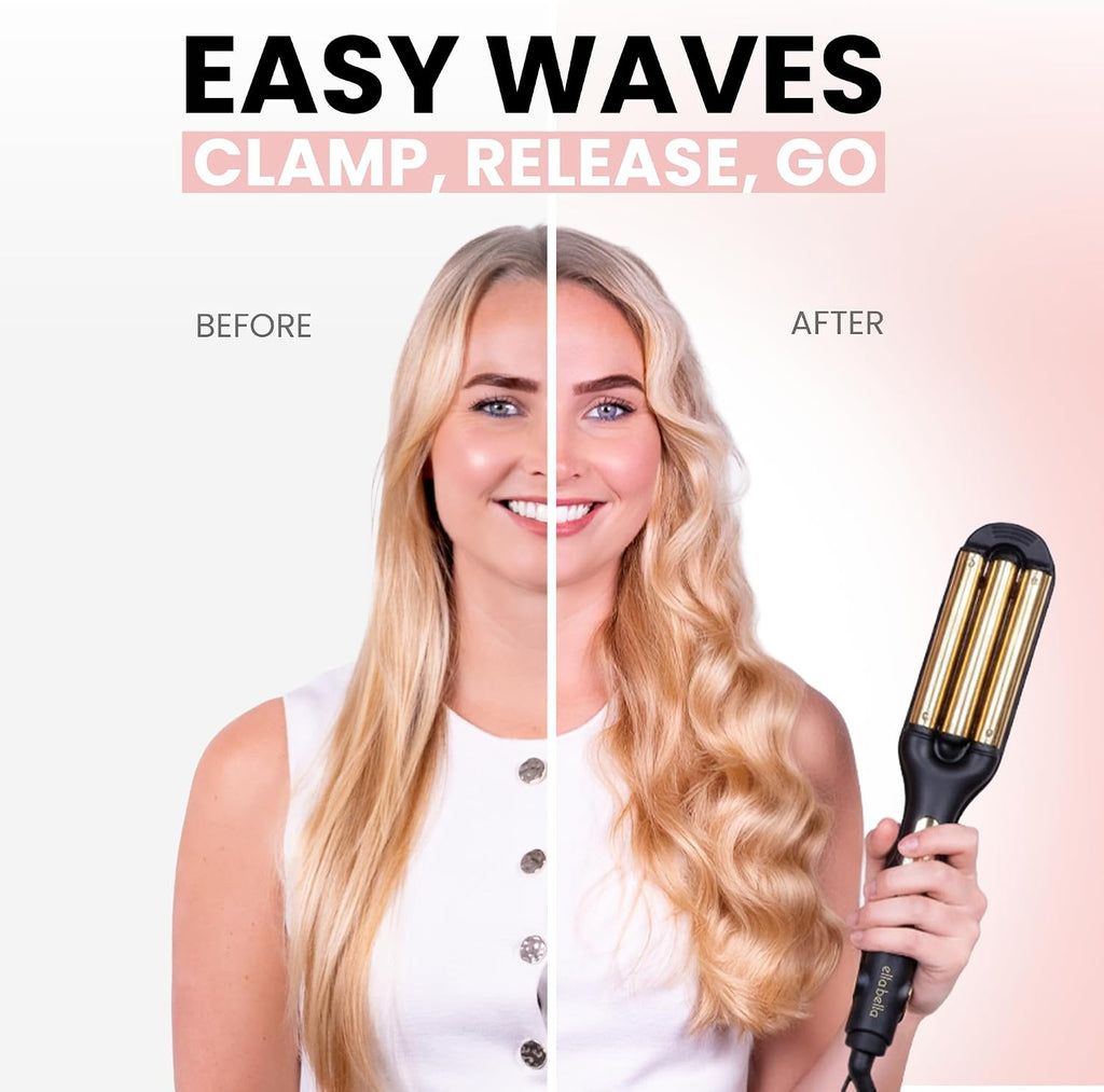 Open Waver (Deep Waver) Curling Iron, 3 Barrel Crimper Tool | Instant & Long-Lasting Open Waves. Digital Display for