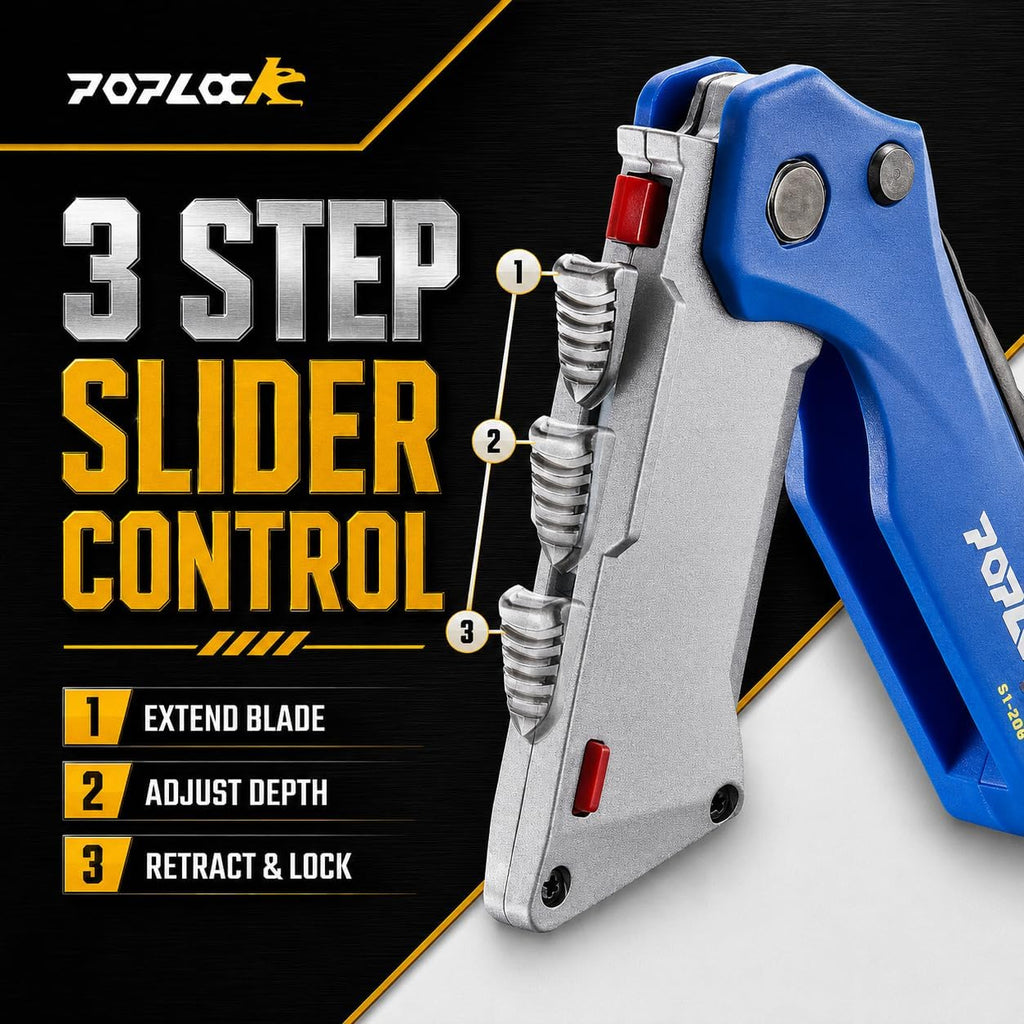 Folding Utility Knife with K-Hook & Straight Blade, Hook Blade Box Cutter for Cable Jacket, Duct, Drywall, Roofing &