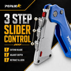 Folding Utility Knife with K-Hook & Straight Blade, Hook Blade Box Cutter for Cable Jacket, Duct, Drywall, Roofing &
