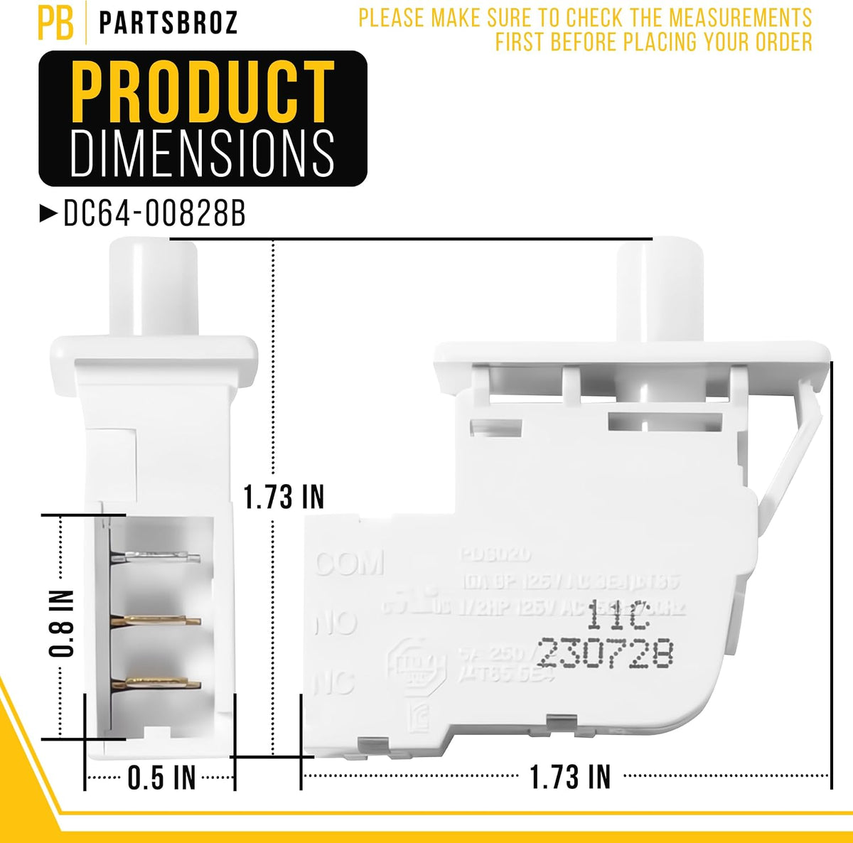 Dryer Door Switch for Samsung DV45H7000EW/A2