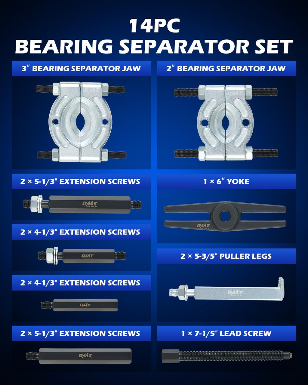 Orion Motor Tech OMT Bearing Puller Set, Bearing Splitter Tool Kit