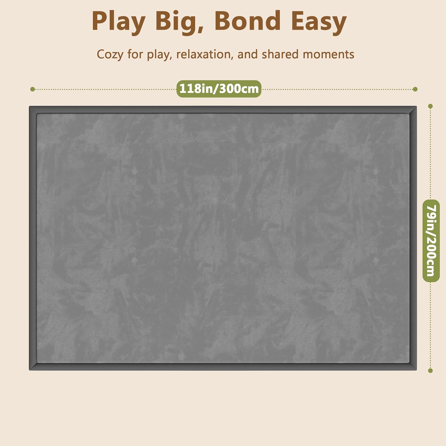 Baby Play Mat for Floor, 1.3'' Thick Memory Foam Tummy Time Mat - Super Soft Coral Velvet Nursery Rug with Non-Slip