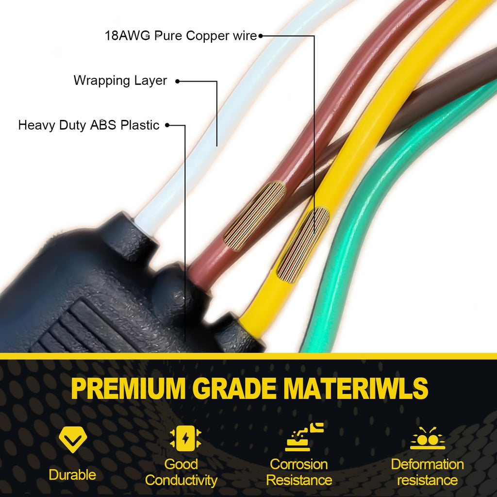 4 Pin 5 Wire Trailer Wiring Harness, 22FT Trailer Wiring Harness Kit