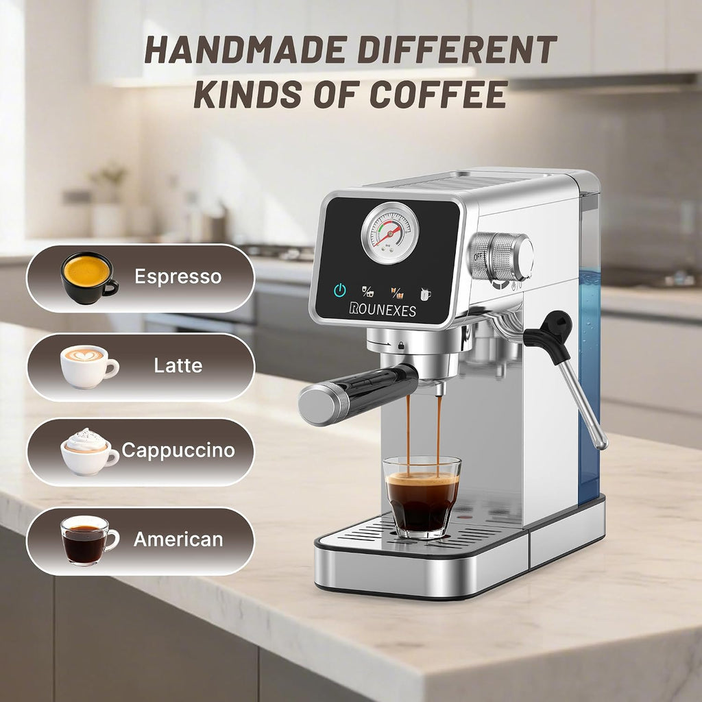20 Bar Espresso Machine, Semi-Automatic Espresso Machine with Milk Frother, Compact Espresso Coffee Maker For