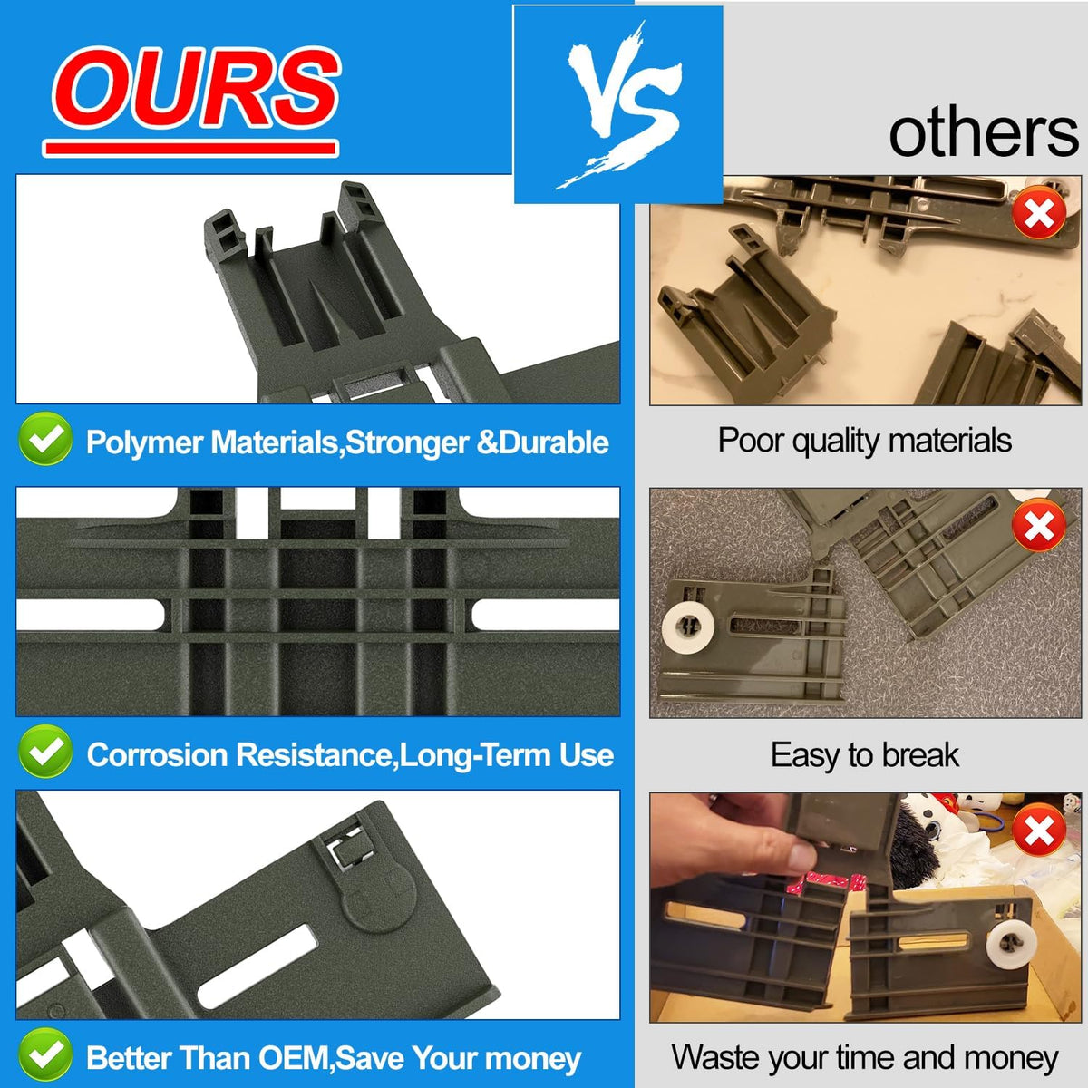 Upgraded W10350375 W10712395 Dishwasher Top Rack Adjuster Replacement Parts