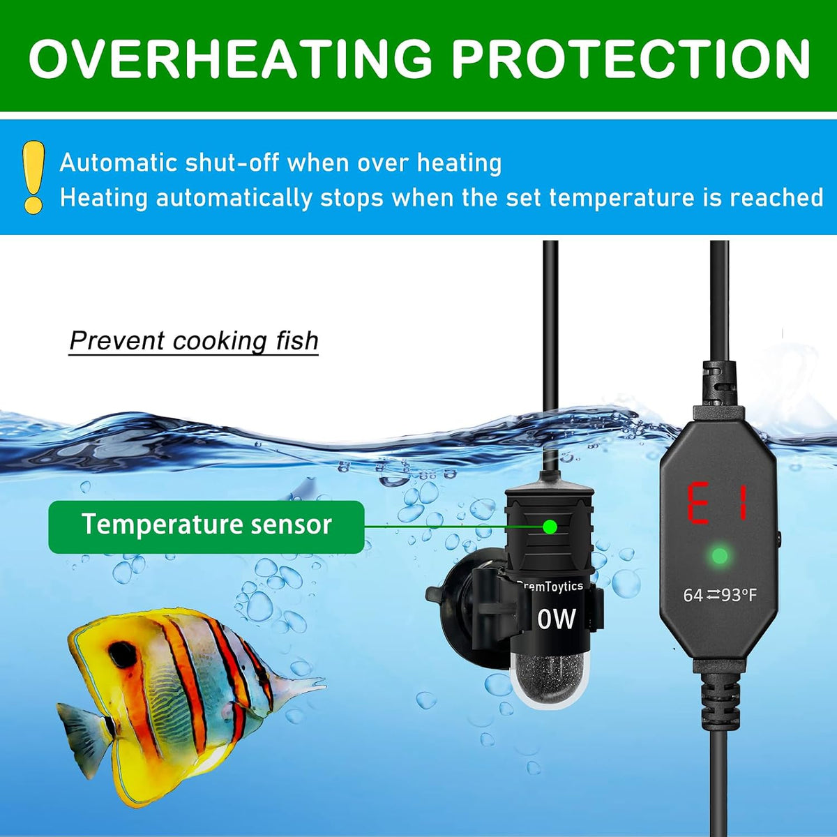 Small Aquarium Heater, USB 10W Adjustable Mini Fish Tank Heater with External Temperature Controller, Overheating