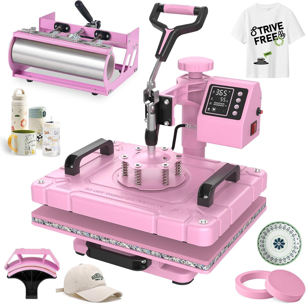 Heat Press 5in 1 Heat Press Machine 12x15 Inch Sublimation T Shirt Pressing with 30OZ 20OZ Tumbler Heat Press 360°