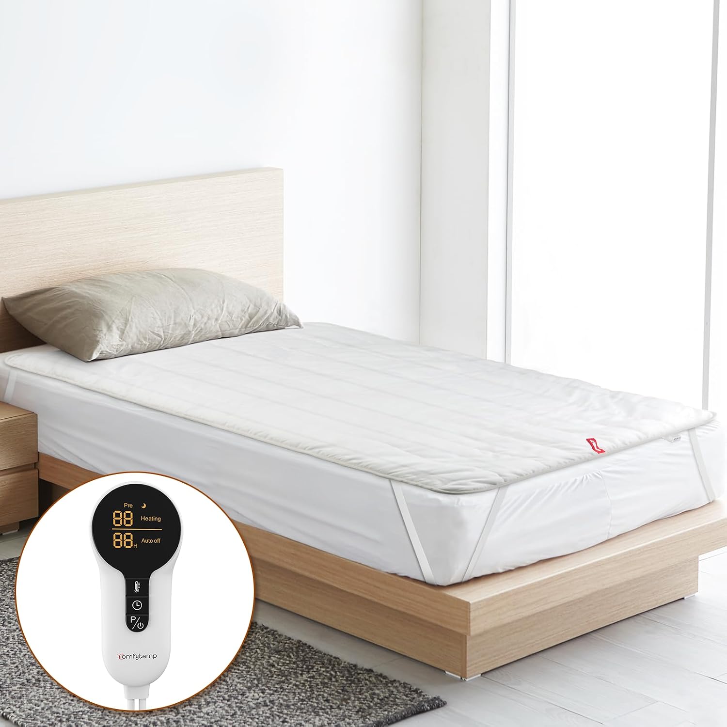 Heated Mattress Pad Twin Size, Foot Temp Diff Design & Preheat Function & Smart Downshift, Water-Resistant Bed Heater