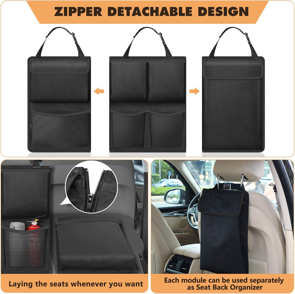 Car Trunk Organizer and Storage, Detachable Seat Back Hanging Organizers Storage with Zippers, Large Capacity Car