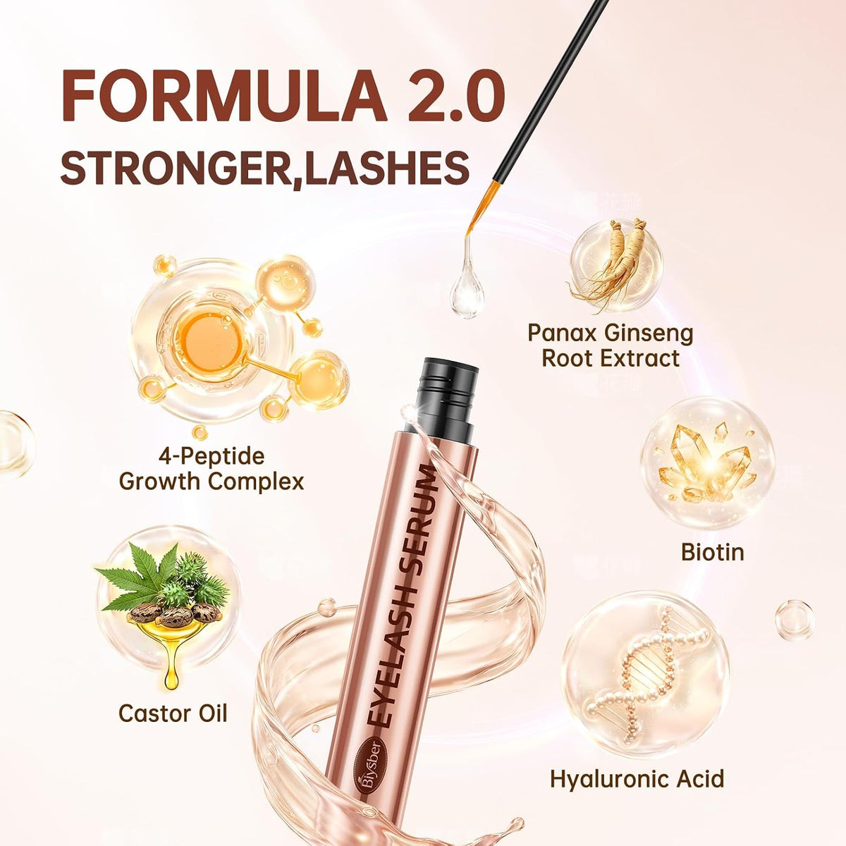 Lash Serum for Eyelash Growth: Eyelash Growth Serum with Peptides & Botanical Extracts for Longer, Fuller-Looking