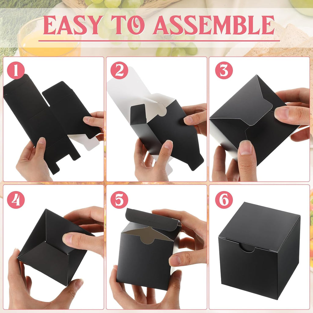 48 Pack Black Gift Boxes Small Cardboard Gift Boxes with Lids