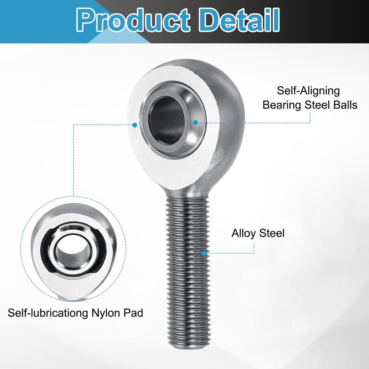 uxcell XM6+XML6 Joint Rod Ends Kit 3/8" Bore - 2 Pair (Left+Right, 4Pcs)