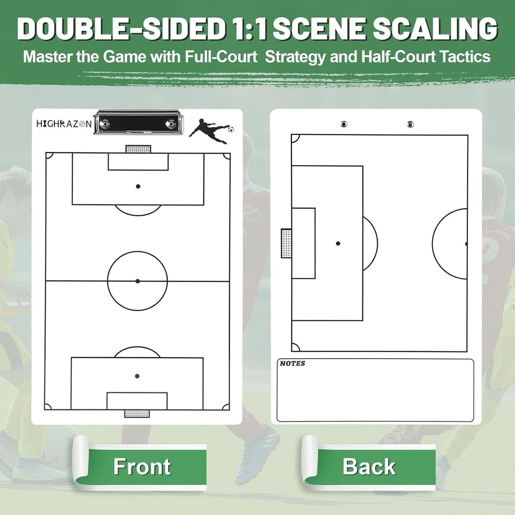 Soccer Coaches Clipboard, White Double-Sided Dry Erase Coach Clipboard, Soccer Whiteboard for Coaches, Lineup White