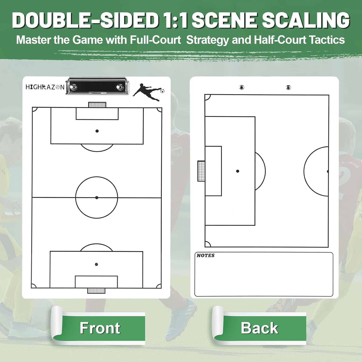 Soccer Coaches Clipboard, White Double-Sided Dry Erase Coach Clipboard, Soccer Whiteboard for Coaches, Lineup White