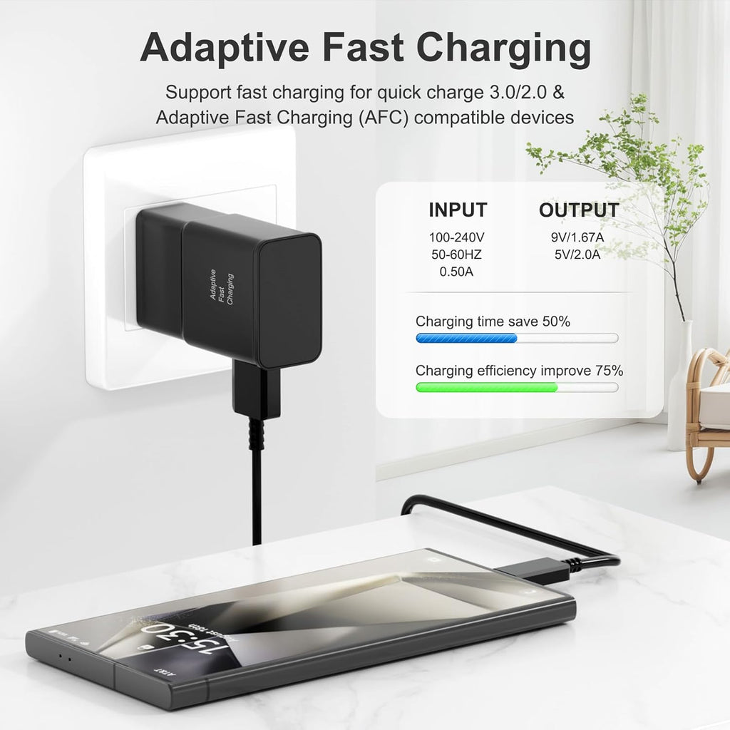 Samsung Adaptive Fast Charging USB Wall Charger Adapter for Samsung Galaxy S26/S26 Ultra/S26+/S25