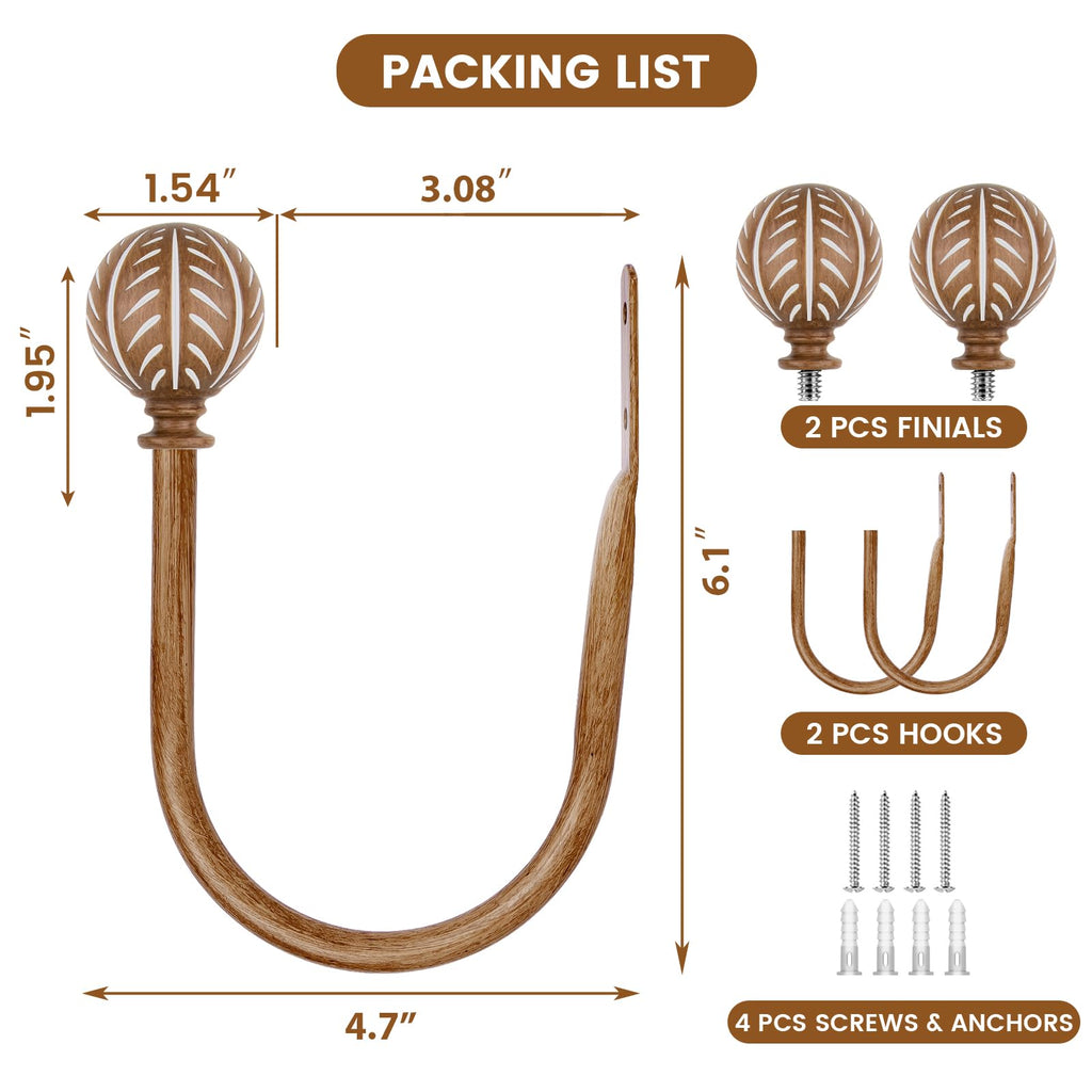 Wood Curtain Holdbacks 2pcs Big