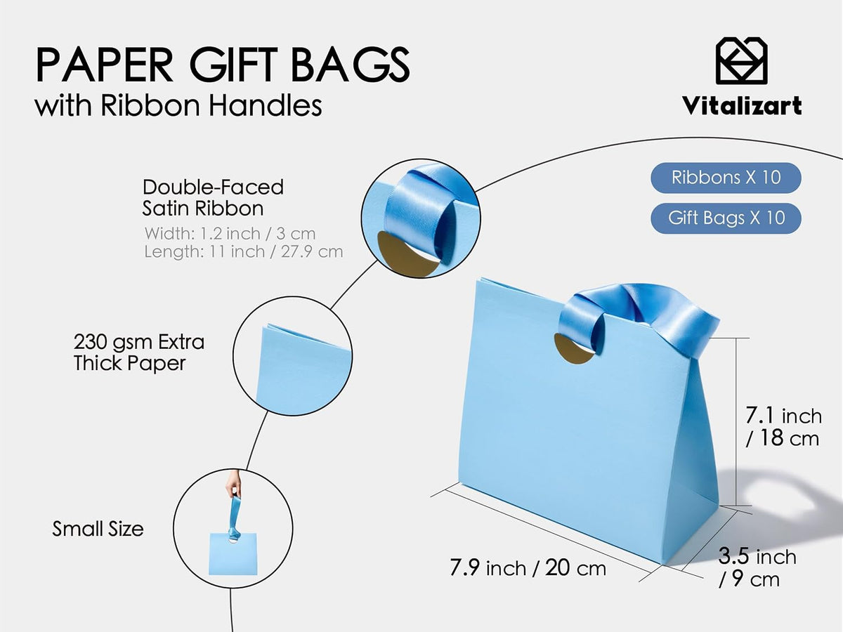 Paper Gift Bags With Ribbon Handles Small Assorted Bulk Pack