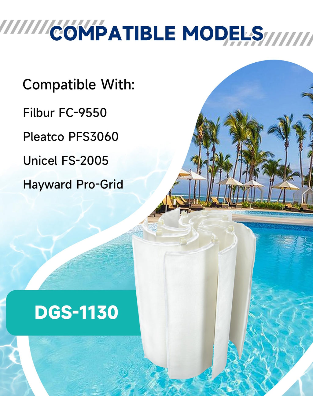 DE Filter Grids for Pool FS-2005 8-Piece Set (7 Full+1 Partial)