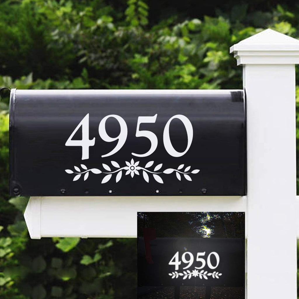 4" Reflective Mailbox Numbers Die Cut Decal Rustic Style Flowers House Number Address Sign Front Door Decal Vinyl