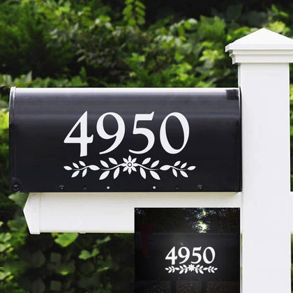 4" Reflective Mailbox Numbers Die Cut Decal Rustic Style Flowers House Number Address Sign Front Door Decal Vinyl