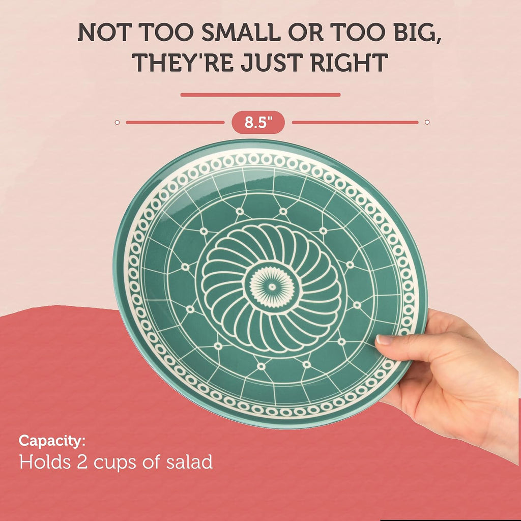 Salad Plates, 8.5 Inch, Microwave & Dishwasher Safe, Set for 6