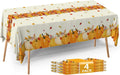 Fall Plastic Tablecloth 4 Packs Thanksgiving Disposable Table Cloth 54x108 Rectangle Table Cover with Pumpkin & Maple