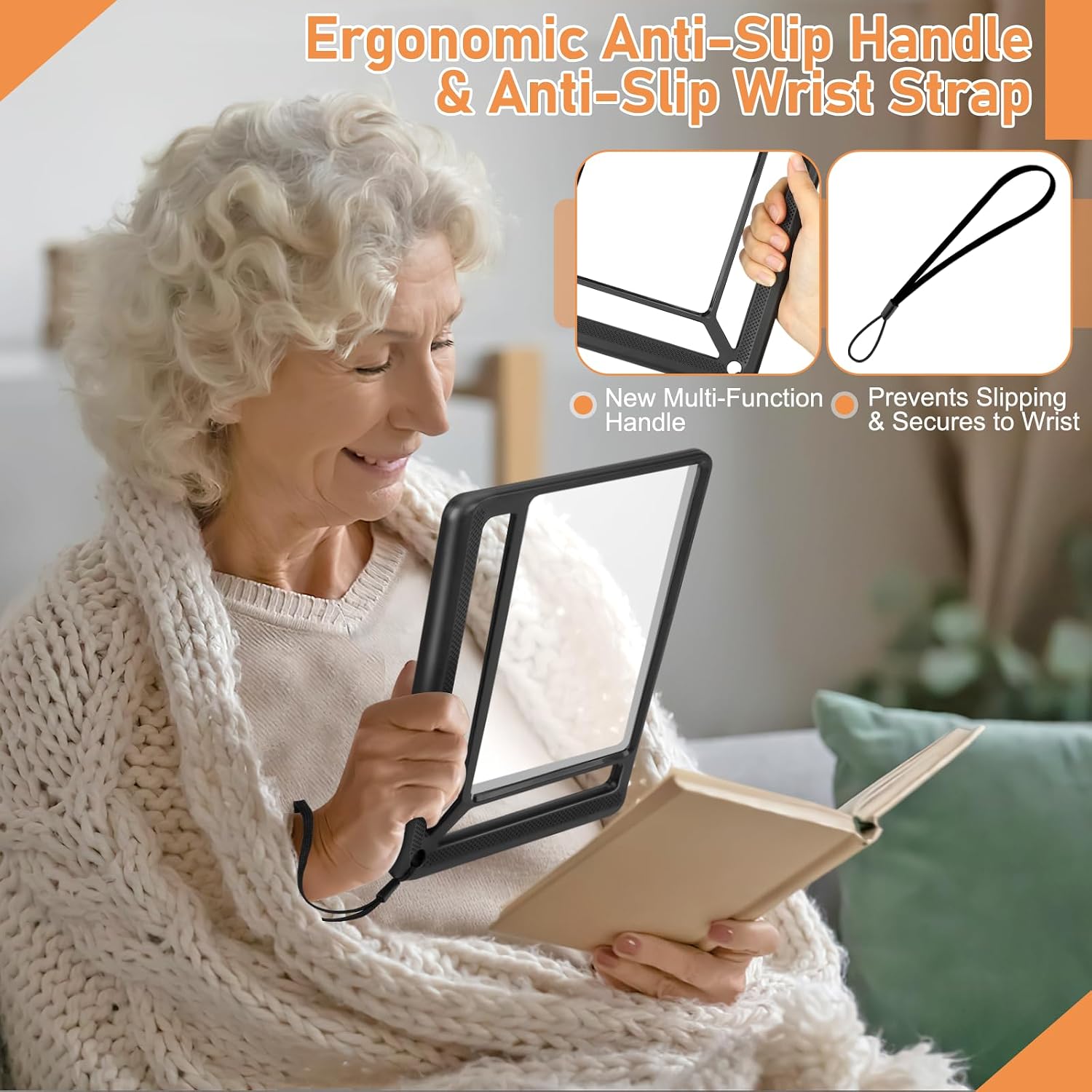 5X Full Page Magnifying Glass for Reading, Lightweight Rectangular Magnifier Provides Large Book Page Viewing Area