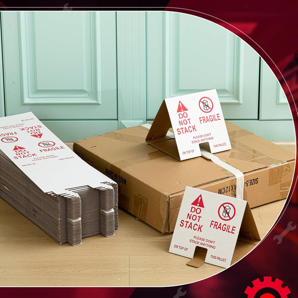 60 Pcs Do Not Stack Pallet Cones 8 x 8 x 7" Do Not Stack Cones Corrugated Cardboard, Red White Safe Shipping and